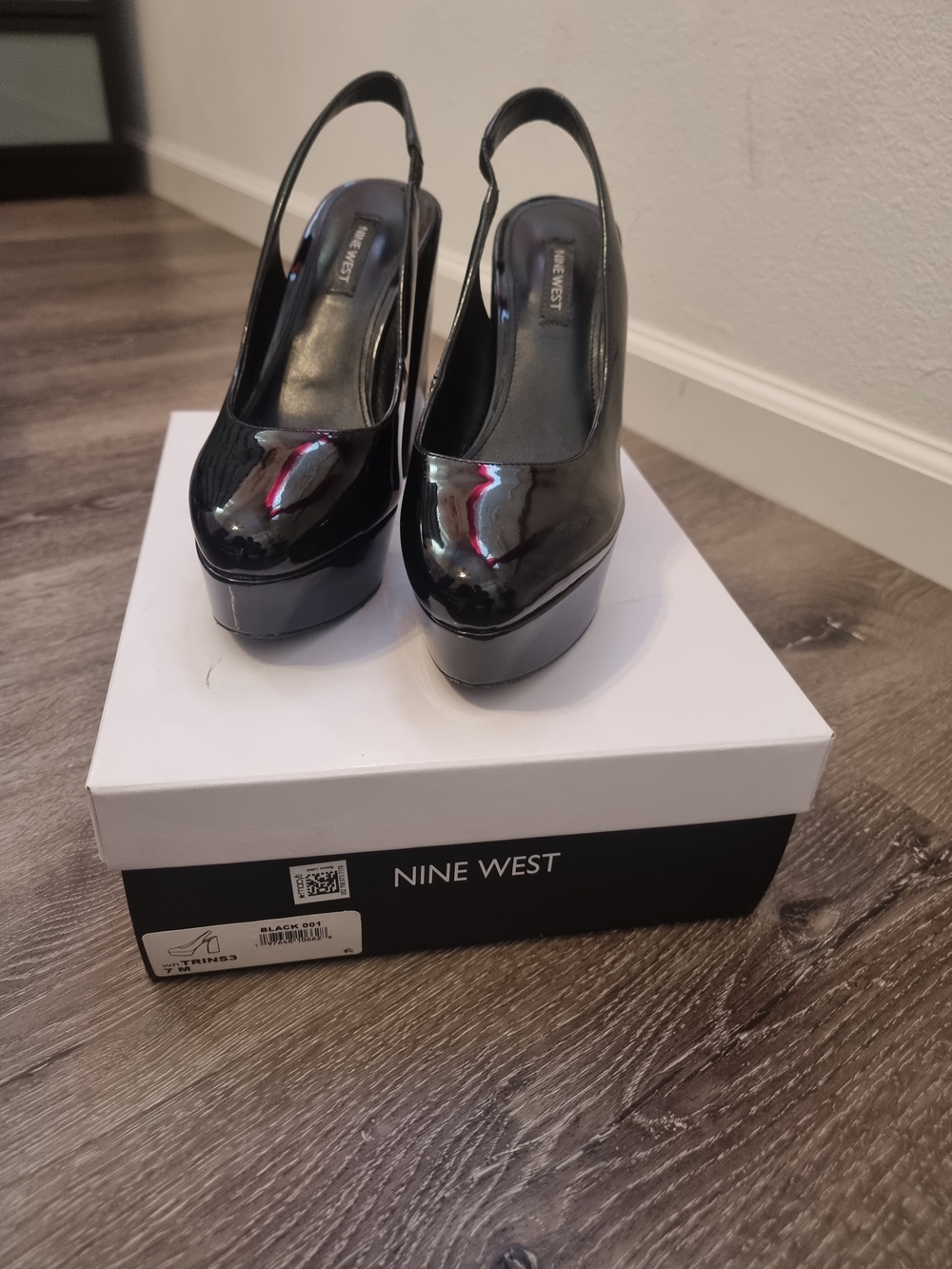 Nine West Black Patent Slingback Platform Pumps